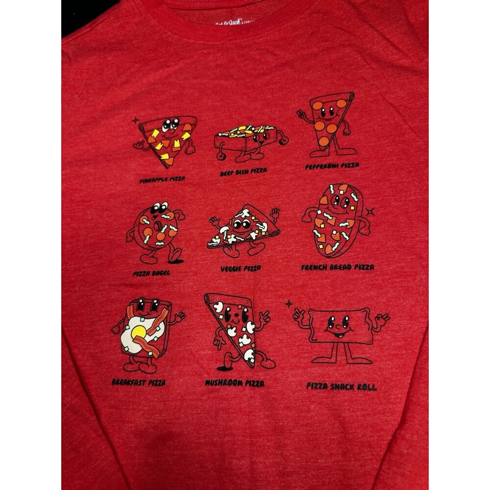 Cat & Jack Kids Boys Pizza Graphic Cotton Blend Crewneck Long Sleeve Shirt Red L